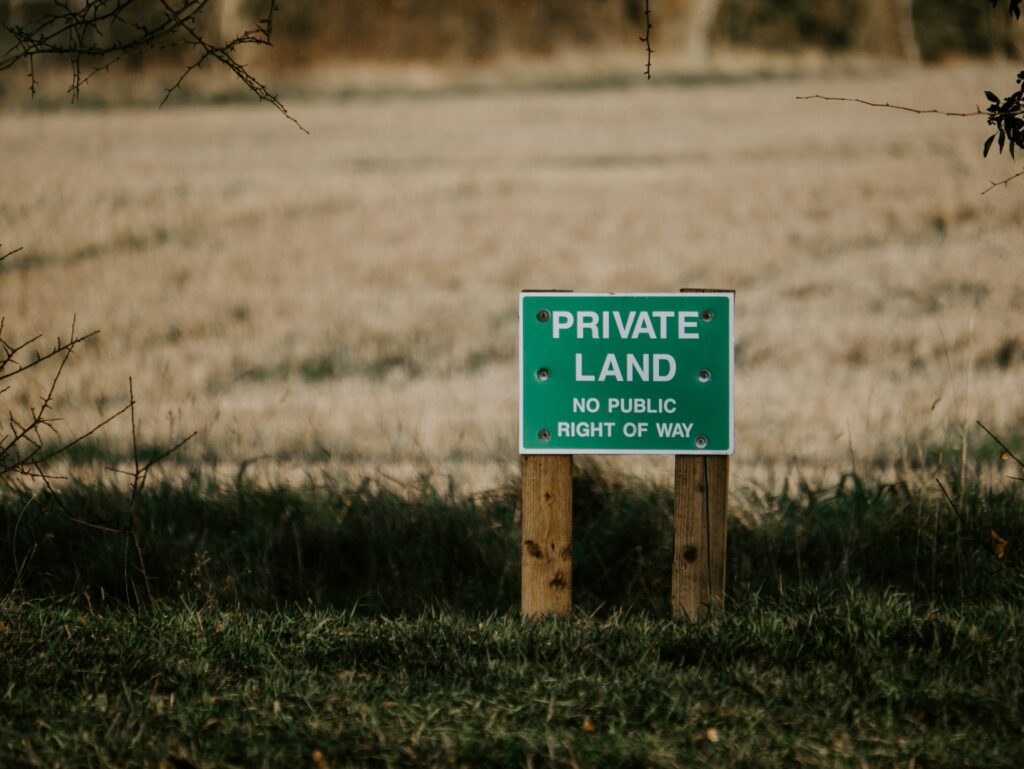 Private land sign when selling land privately